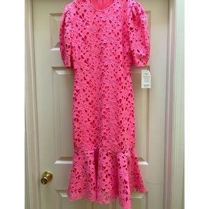 Hot pink mermaid embroidered flower dress.